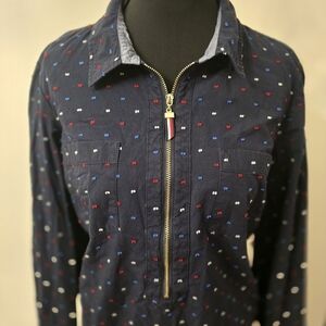 Tommy Hilfiger Navy Shirt with Red and Blue Dots